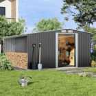 Garden Sanctuary 8 X 10 FT Black Metal Garden Storage Shed With Log Storage With 4 Vents