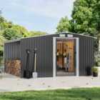 Garden Sanctuary 8 X 10 FT Waterproof Metal Garden Storage Shed With Log Storage