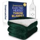 Dreamcatcher Green Sherpa Fleece Electric Heated Throw Blanket 160 X 120Cm
