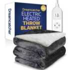 Dreamcatcher Grey Sherpa Fleece Electric Heated Throw Blanket 160 X 120Cm