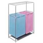 vidaXL 2-section Laundry Sorter Hamper With A Top Shelf For Drying