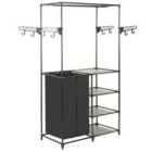 vidaXL Clothes Rack Steel And Non-woven Fabric 87X44X158cm Black