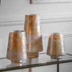 Gallery Direct MarbLED Hurricane Small Gold White Candle Holder