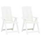 vidaXL Garden Reclining Chairs 2 pcs Plastic White