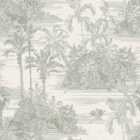 Muriva Tropical Toile Olive Wallpaper