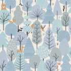 Muriva Wild Wood Blue & Cream Wallpaper