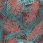 Muriva Ilana Leaf Claret & Teal Wallpaper