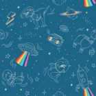 Muriva Space Explorer Blue Wallpaper
