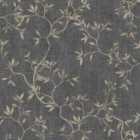 Muriva Japandi Leaf Charcoal & Gold Wallpaper