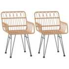 vidaXL Garden Chairs 2 pcs with Armrest 56x64x80 cm PE Rattan