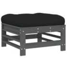 vidaXL Garden Footstool with Cushion Grey Solid Wood Pine