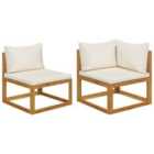 vidaXL 2 Piece Sofa Set with Cream White Cushions Solid Wood Acacia