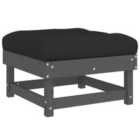 vidaXL Garden Footstool With Cushion Grey Solid Wood Pine