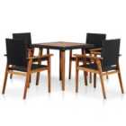 vidaXL 5 Piece Outdoor Dining Set Poly Rattan Black and Brown
