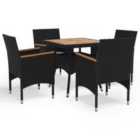vidaXL 5 Piece Garden Dining Set Poly Rattan and Solid Wood Black