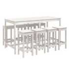 vidaXL 9 Piece Garden Bar Set White Solid Wood Pine
