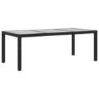 vidaXL Garden Table Black 190x90x75 cm Tempered Glass and Poly Rattan