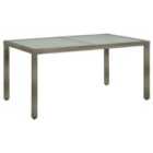 vidaXL Garden Table 150x90x75 cm Tempered Glass and Poly Rattan Grey