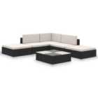 vidaXL 6 Piece Garden Lounge Set with Cushions Poly Rattan Black