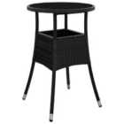 vidaXL Garden Table ?60x75 cm Tempered Glass and Poly Rattan Black