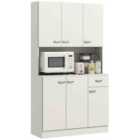 HOMCOM Freestanding Kitchen Cupboard, Storage Cabinet with Doors Cream White