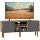 HOMCOM Modern TV Cabinet Stand w/ Shelves & Drawers, Bedroom Rustic Brown