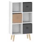 HOMCOM Freestanding 6 Cube Storage Cabinet Unit Bookcase w/ 3 Drawer White