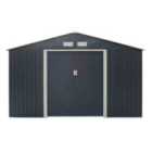 Rowlinson Trentvale 10X12 Metal Apex Shed Dark Grey With Foundation Kit