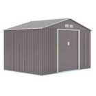 Rowlinson Trentvale 10X8 Metal Apex Shed Light Grey With Foundation Kit