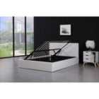 Ottoman Bed Gas Lift Storage Leather White 4ft6 Double Pine Wood Bedroom