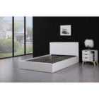 Ottoman Bed Gas Lift Storage Leather White 4ft Small Double Pine Wood Bedroom