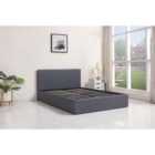 Ottoman Bed Gas Lift Storage Leather Grey 3ft Single Pine Wood Bedroom