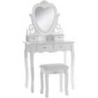 Kosy Koala Dressing Table With Heart Shaped Mirror And Stool Makeup Vanity Mirror Hollywood Table - White