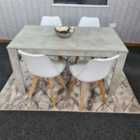 Kosy Koala Dining Table And 4 Chairs Stone Grey Effect Wood Table 4 White Plastic Leather Chairs Dining Room