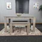 Stone Grey Effect Wood Dining Table Set with 2 Grey Benches Stylish Dining Room Furniture