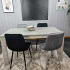 Kosy Koala Dining Table And 4 Chairs Stone Grey Effect Wood Table 4 Grey Black Velvet Chairs Dining Room