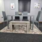 Dining Table Set With 4 Grey Faux Leather Chairs and Bench kitchen Dining Room Furniture