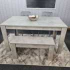 Kosy Koala Dining Table And 2 Chairs With Bench Stone Grey Effect Wood Table 2 Grey Velvet Chairs Dining Room