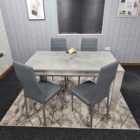 KOSY KOALA Dining Table and 4 Chairs Set - Stone Grey Effect Table with 4 Grey Chairs Dining Set