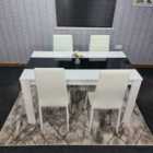 Dining Table Set White And Black Table With 4 White Chairs Dining Room Furniture