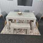 Kosy Koala Dining Table And 4 Chairs With Bench Stone Grey Effect Wood Table 4 Grey Plastic Leather Chairs Dining Room