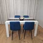 Kosy Koala Dining Table And 4 Chairs White Black Wood 4 Velvet Blue Chairs Dining Room