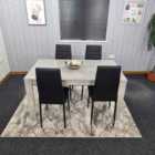 Kosy Koala Dining Table And 4 Chairs Stone Grey Effect Wood Table 4 Black Leather Chairs Dining Room
