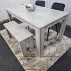 Kosy Koala Dining Table And 2 Chairs With Bench Stone Grey Effect Wood Table 2 Black Velvet Chairs Dining Room