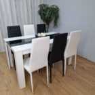 Kosy Koala Dining Table And 6 Chairs White Black Wood 6 Leather Black White Chairs Dining Room