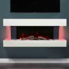 Garden Sanctuary 52 Inch 2000W White Multifunctional Electric Fireplace With Wooden Mantel