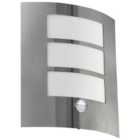 Eglo IP44 City Stainless Steel Outdoor PIR Wall Light