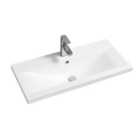 Limoge® 5004 Ceramic 81Cm Mid-edge Inset Basin With Dipped Bowl