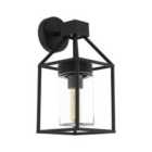 Eglo Trecate Modern Lantern Style Black Clear Outdoor Wall Light