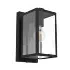 Eglo Budrone Modern Black Steel & Clear Glass Outdoor Wall Light